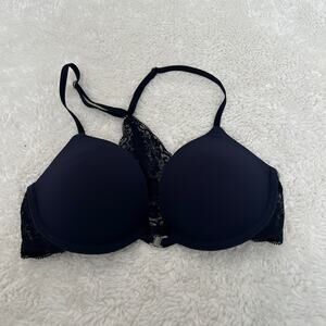 Gilly Hicks VTG Womens Push Em Up Lace Racerback Bra Sz 32C Preppy Casual Soft